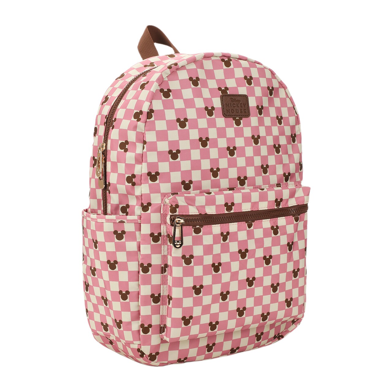 Disney Mickey Mouse Adult Pink Checkered 16.5" Travel Backpack